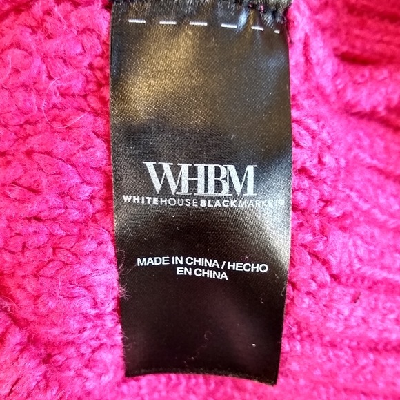 White House Black Market V-Neck Puff Sleeve Cable Pullover Sweater Pink Small - Picture 8 of 11